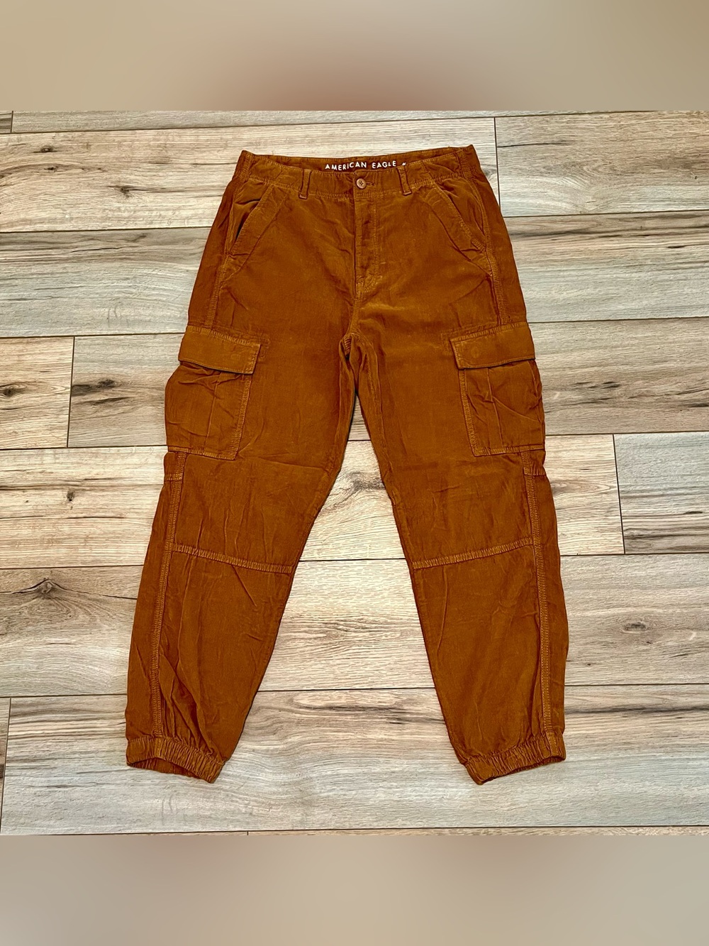 American Eagle Brown Corduroy Cargo Jogger Pants Women’s Medium 8 Regular